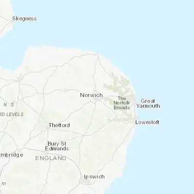 Map showing location of Norwich (52.627830, 1.298340)