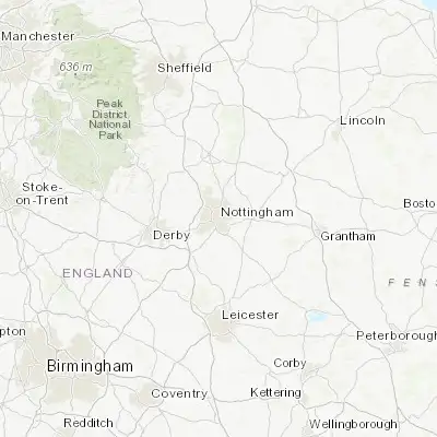 Map showing location of Nottingham (52.953600, -1.150470)