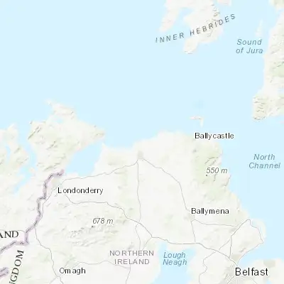 Map showing location of Portrush (55.195920, -6.649300)