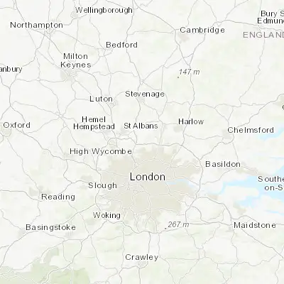 Map showing location of Potters Bar (51.693530, -0.178350)