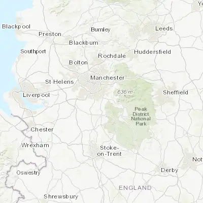 Map showing location of Poynton (53.350000, -2.116670)