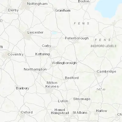 Map showing location of Raunds (52.344280, -0.536570)