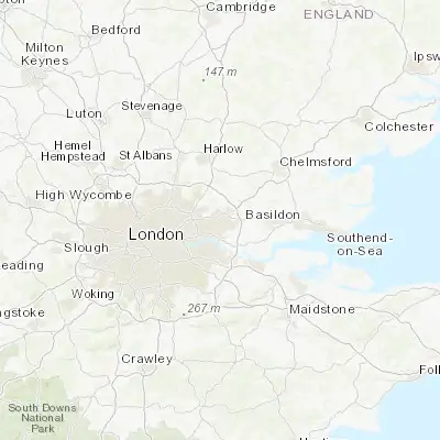 Map showing location of Romford (51.575150, 0.185820)