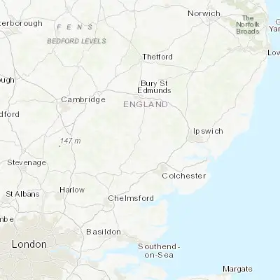 Map showing location of Sudbury (52.038900, 0.731170)