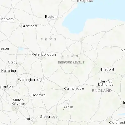 Map showing location of Wimblington (52.509250, 0.084160)
