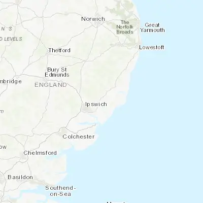 Map showing location of Woodbridge (52.093320, 1.320420)
