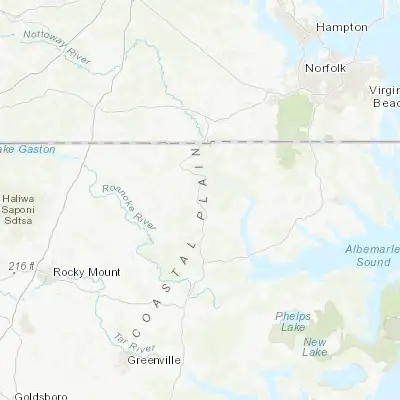 Map showing location of Ahoskie (36.286820, -76.984680)