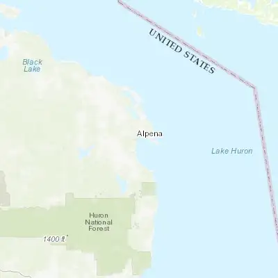 Map showing location of Alpena (45.061680, -83.432750)