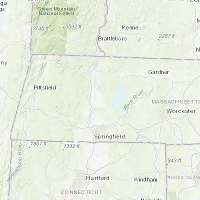 Map showing location of Amherst Center (42.375370, -72.519250)