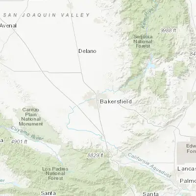 Map showing location of Bakersfield (35.373290, -119.018710)