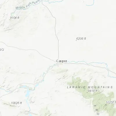 Map showing location of Bar Nunn (42.913580, -106.343360)