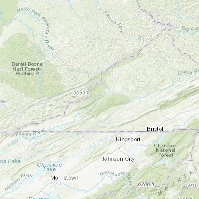 Map showing location of Big Stone Gap (36.881760, -82.747100)