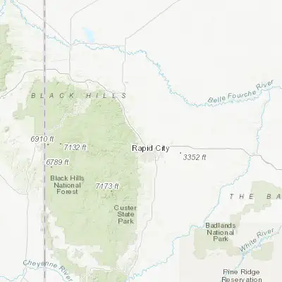 Map showing location of Blackhawk (44.151100, -103.307960)