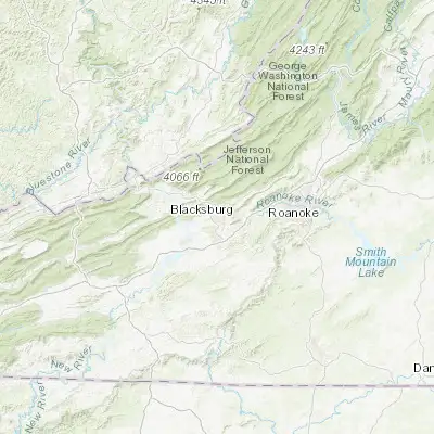 Map showing location of Blacksburg (37.229570, -80.413940)