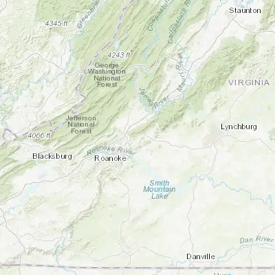 Map showing location of Blue Ridge (37.378470, -79.806980)