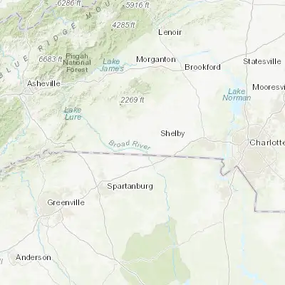 Map showing location of Boiling Springs (35.254290, -81.667040)