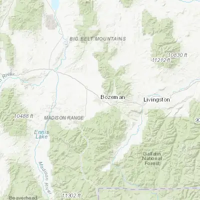 Map showing location of Bozeman (45.679650, -111.038560)