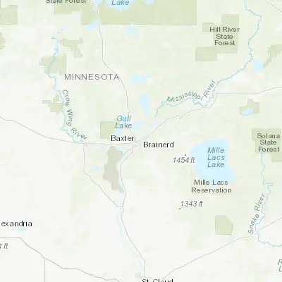 Map showing location of Brainerd (46.358020, -94.200830)