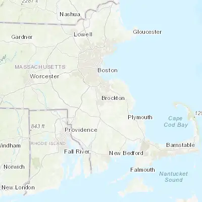 Map showing location of Brockton (42.083430, -71.018380)