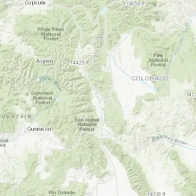 Map showing location of Buena Vista (38.842220, -106.131130)