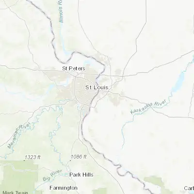 Map showing location of Cahokia (38.570880, -90.190110)