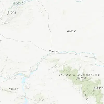 Map showing location of Casper (42.866630, -106.313080)