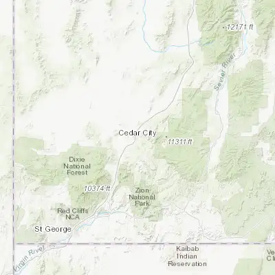 Map showing location of Cedar City (37.677480, -113.061890)