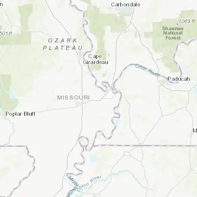 Map showing location of Charleston (36.920890, -89.350630)