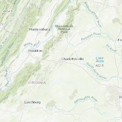 Map showing location of Charlottesville (38.029310, -78.476680)