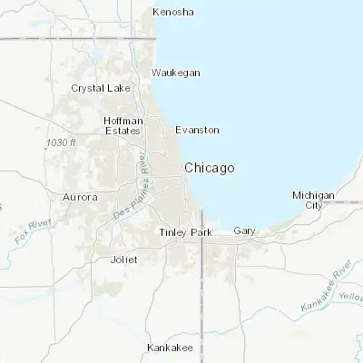 Map showing location of Chicago (41.850030, -87.650050)