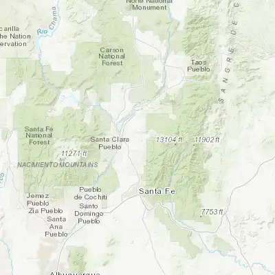 Map showing location of Chimayo (36.003910, -105.946970)