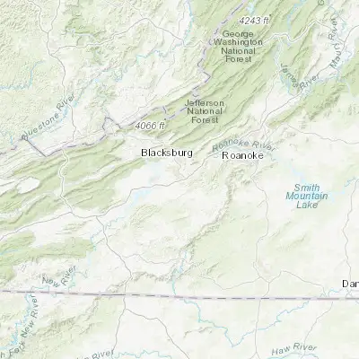 Map showing location of Christiansburg (37.129850, -80.408940)