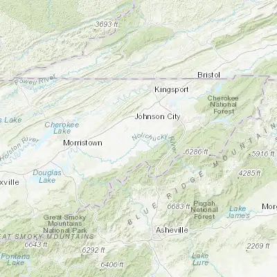 Map showing location of Chuckey (36.215940, -82.688210)