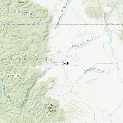 Map showing location of Cody (44.526340, -109.056530)