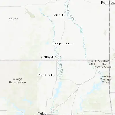 Map showing location of Coffeyville (37.037300, -95.616370)