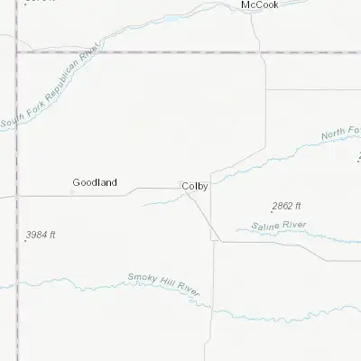 Map showing location of Colby (39.395840, -101.052380)