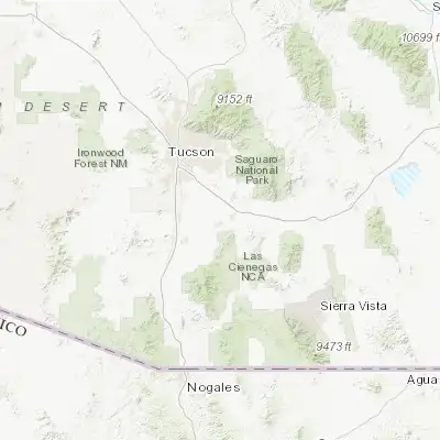 Map showing location of Corona de Tucson (31.965360, -110.775640)