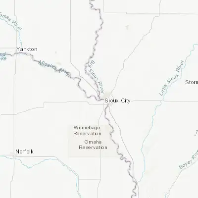 Map showing location of Dakota Dunes (42.487490, -96.486420)