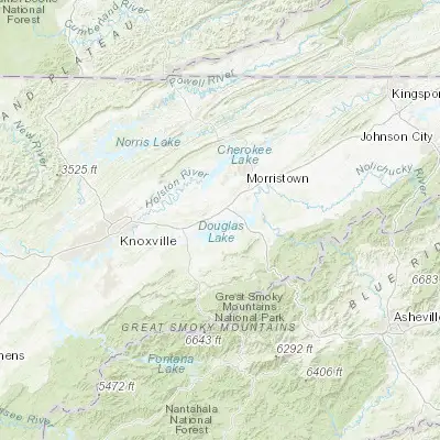 Map showing location of Dandridge (36.015370, -83.414890)