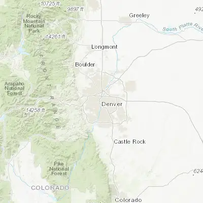 Map showing location of Denver (39.739150, -104.984700)
