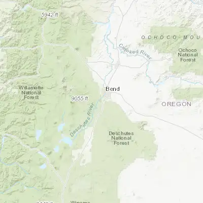Map showing location of Deschutes River Woods (43.991510, -121.358360)