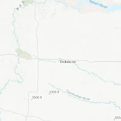 Map showing location of Dickinson (46.879180, -102.789620)