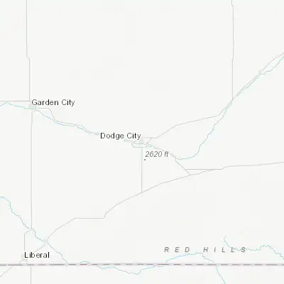 Map showing location of Dodge City (37.752800, -100.017080)