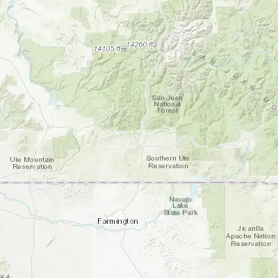 Map showing location of Durango (37.275280, -107.880070)