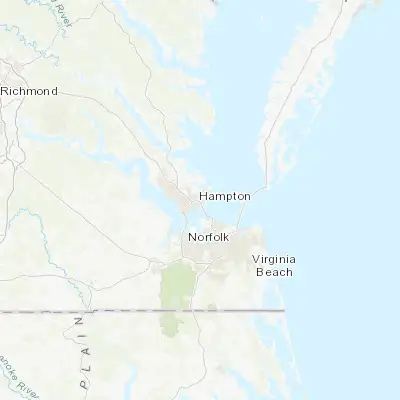 Map showing location of East Hampton (37.037370, -76.331610)