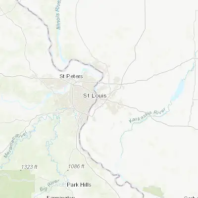 Map showing location of East Saint Louis (38.624500, -90.150940)