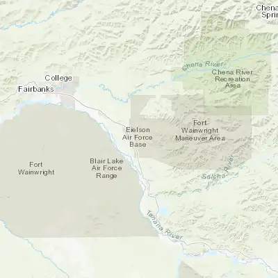 Map showing location of Eielson Air Force Base (64.663270, -147.054420)