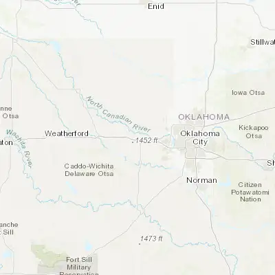 Map showing location of El Reno (35.532270, -97.955050)