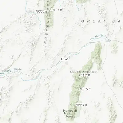 Map showing location of Elko (40.832420, -115.763120)
