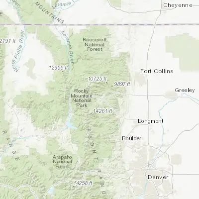 Map showing location of Estes Park (40.377210, -105.521670)